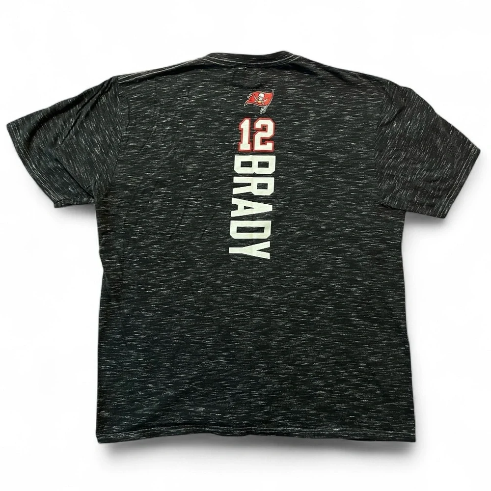 Fanatics Buccaneers Black Heather T-Shirt Tom Brady #12 Jersey MENS LARGE- NWOT - Picture 3 of 6